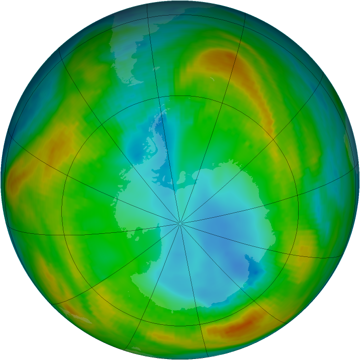 Antarctic ozone map for 02 August 1980